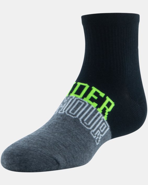 Boys' UA Essential Quarter 6-Pack Socks, Black, pdpMainDesktop image number 5